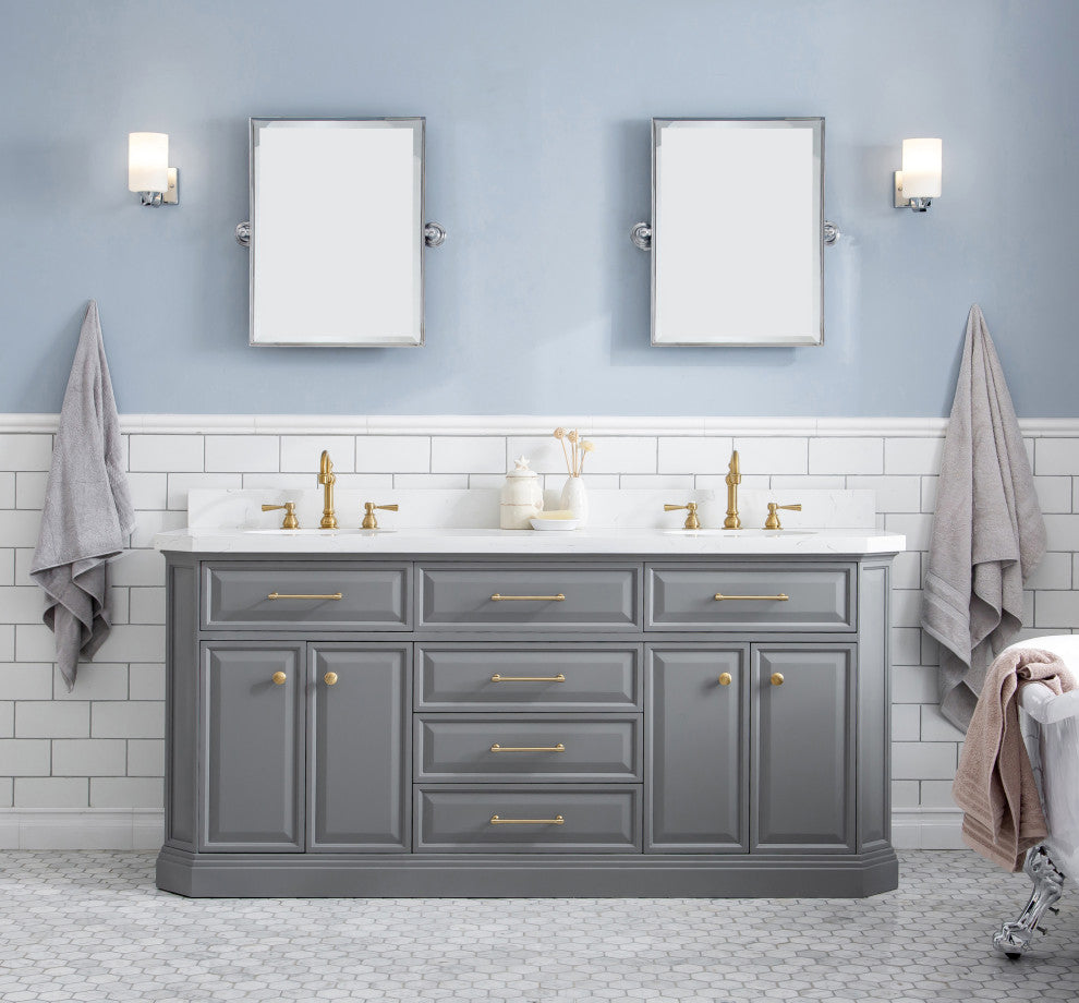 72" Palace Collection With Hardware, Satin Brass Finish, Cashmere Gray, F2-0012