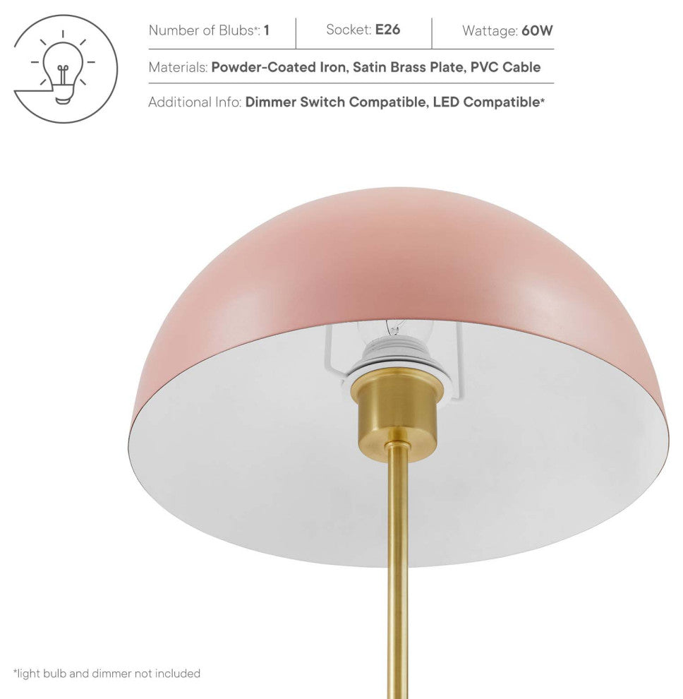 Table Lamp, Pink Gold, Metal, Modern, Mid Century Cafe Bistro Hospitality