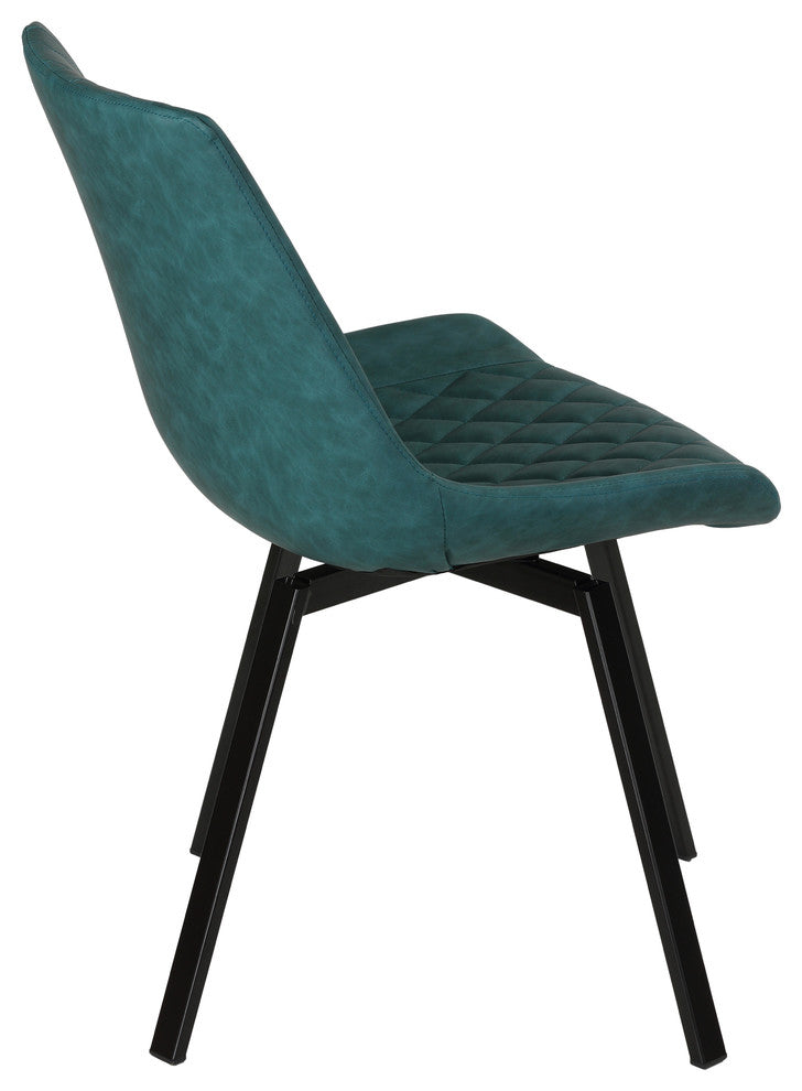 Cortesi Home Azov Swivel Dining Chairs, Deep Aqua Faux Leather, Set of 2