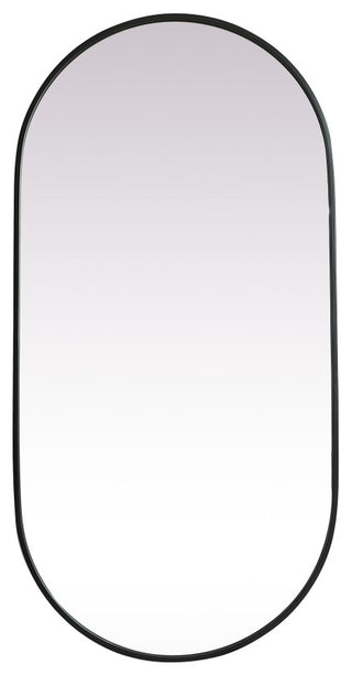 Home Living Metal Frame Oval Mirror 24x48 Inch, Black