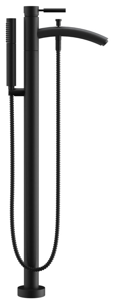 Taron Modern-Style Bathroom Tub Filler Faucet, Floor-mounted, Matte Black