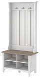 Bush Furniture Salinas Hall Tree with Shoe Storage Bench in White/Shiplap