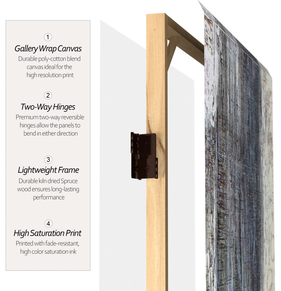 6' Tall Double Sided Winter Woods Canvas Room Divider