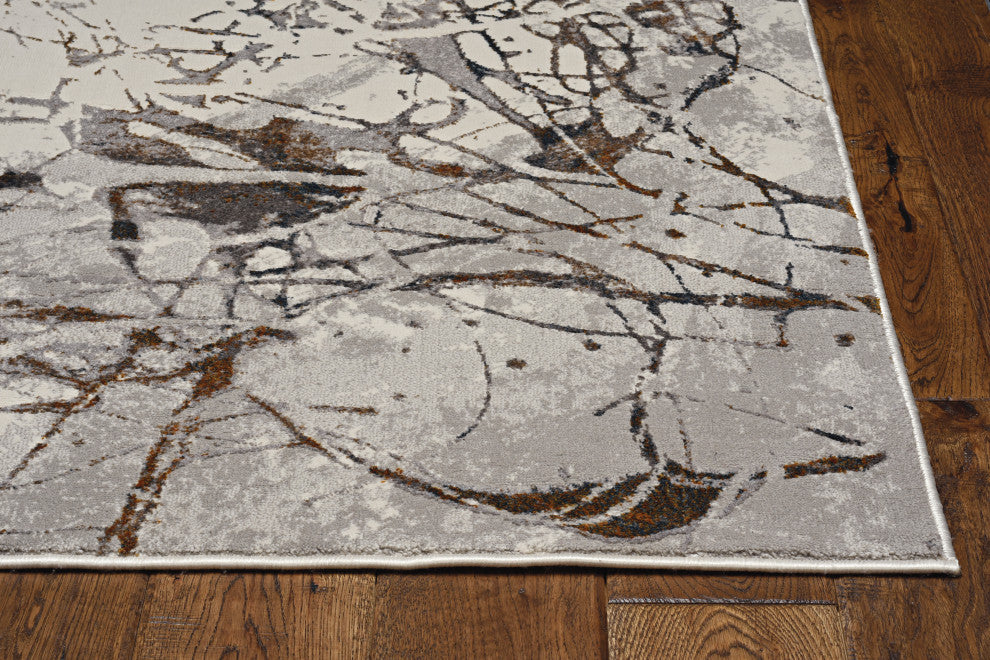 KAS Inspire 7502 Ivory/Gray Escape Area Rug, 2'2"x6'11" Runner