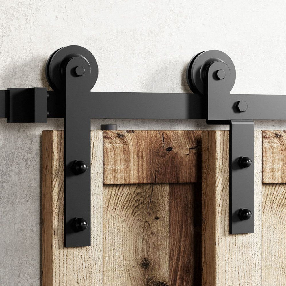 Sliding Barn Door Hardware Kit Single Track Bypass, Straight, 4'