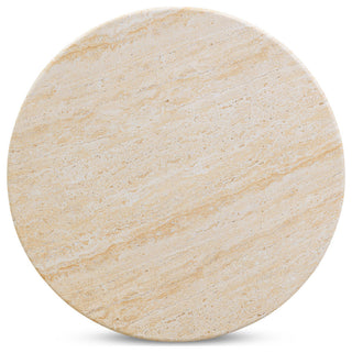 Amora Faux Travertine 26" Round Accent Table