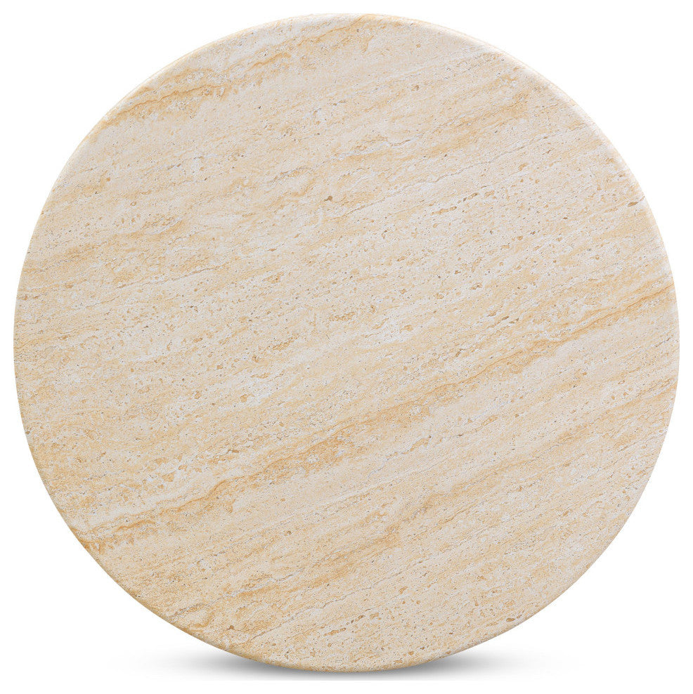 Amora Faux Travertine 26" Round Accent Table