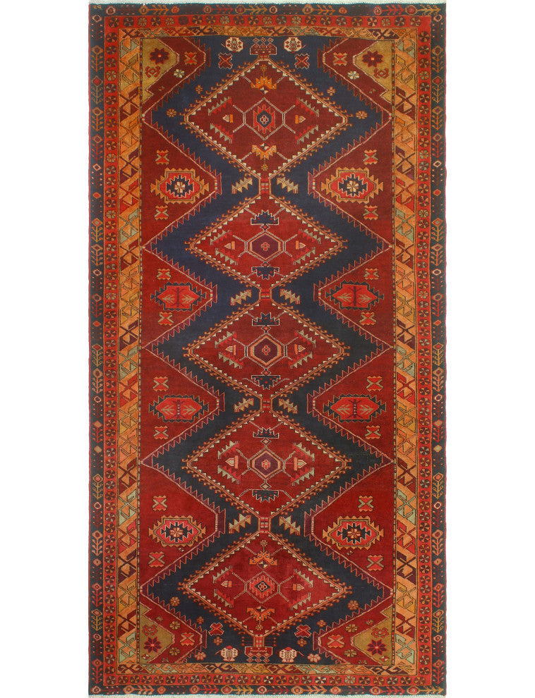Fine Vintage Distressed Alerick Burgundy/Charcoal Runner, 5'3x10'2