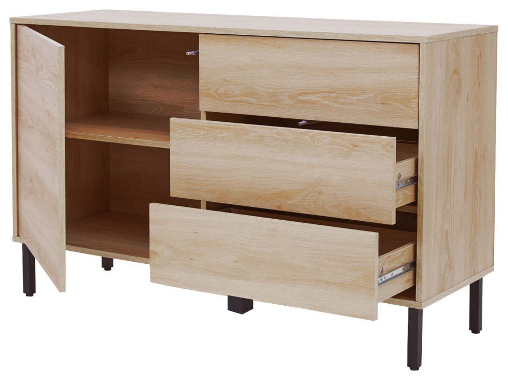 Cairo 47.5" Wide 3 Drawer Sideboard, Oak