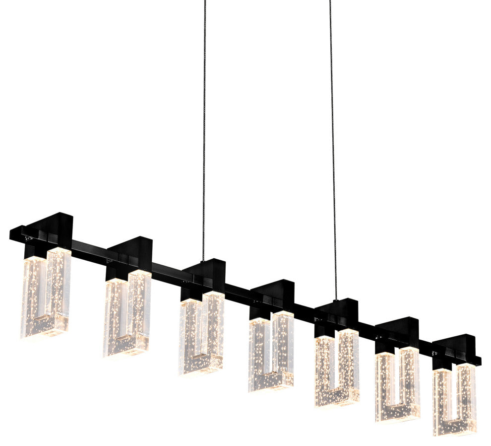 Sorrento 40" 7 Shades ETL Certified Integrated LED Linear Chandelier, Black