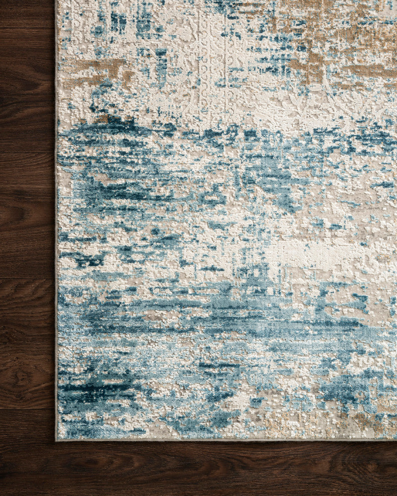 Ivory/Azure Sienne Rug, 2'7"x10'