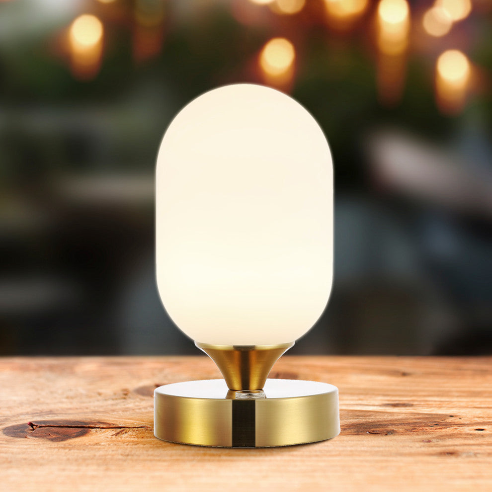 Eli 8" Bohemian Farmhouse Iron Rechargeable Integrated LED Table Lamp, Gold