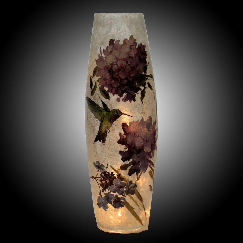Stony Creek Hydrangea Hummingbird Vase Lg Glass Pre-Lit Vase Lal0209 Purple