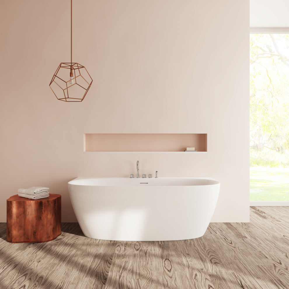 Perlato Palencia 67" Back to Wall Soaking Tub, White