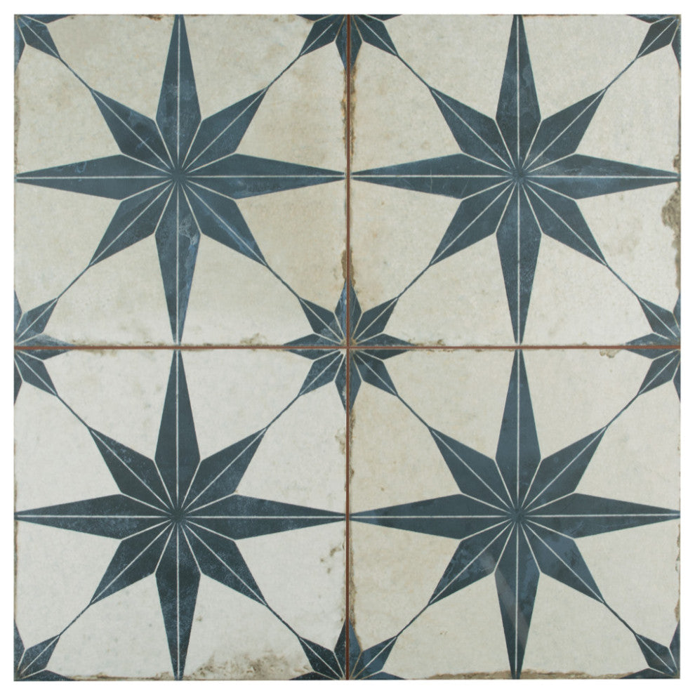 Kings Star Ceramic Floor and Wall Tile, Blue, Sample