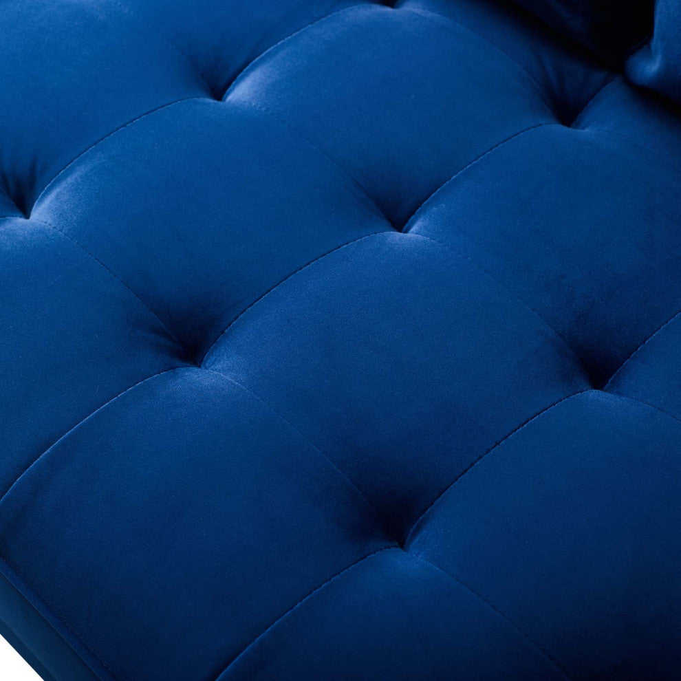 Loveseat Sofa, Velvet, Blue Navy, Modern, Living Lounge Hotel Lobby Hospitality