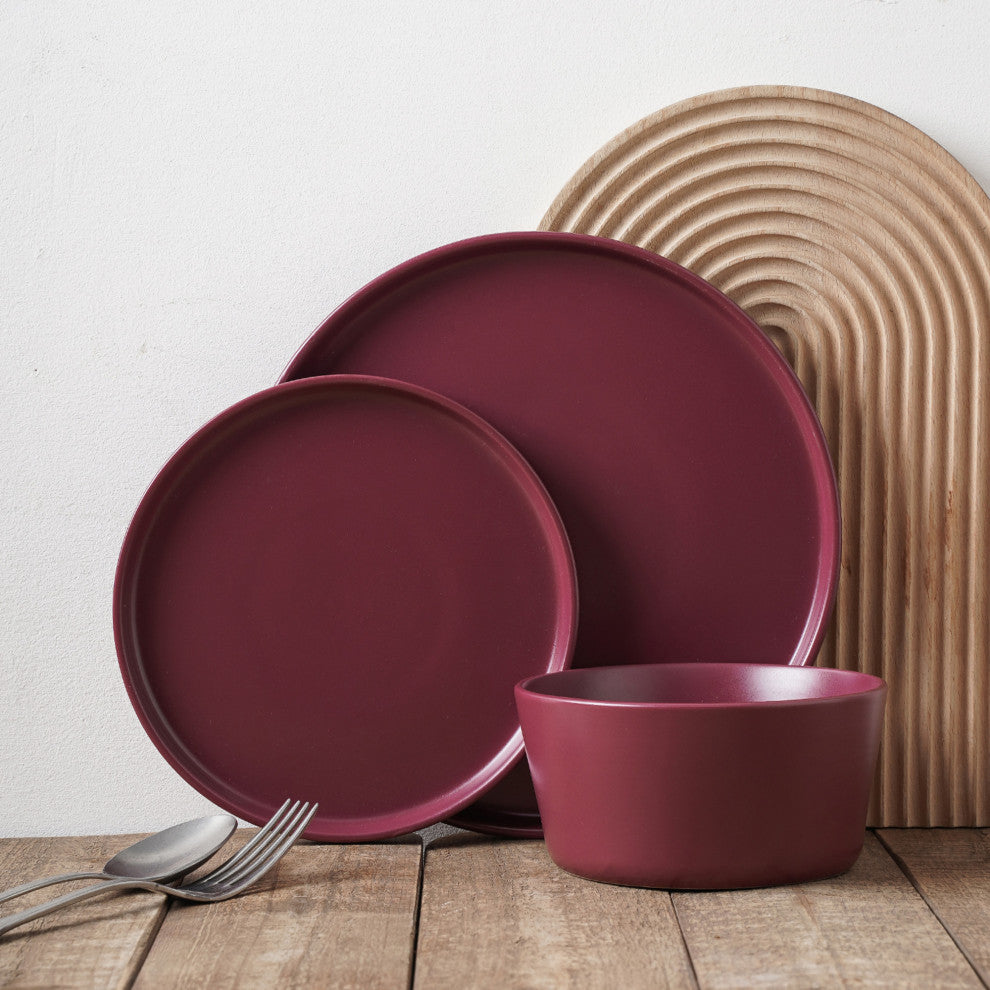 Stone Lain Celina Stoneware 24 Piece Dinnerware Set, Purple