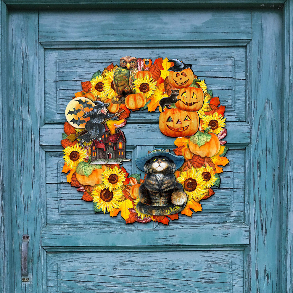 Halloween Wreath Wood Door Hanger