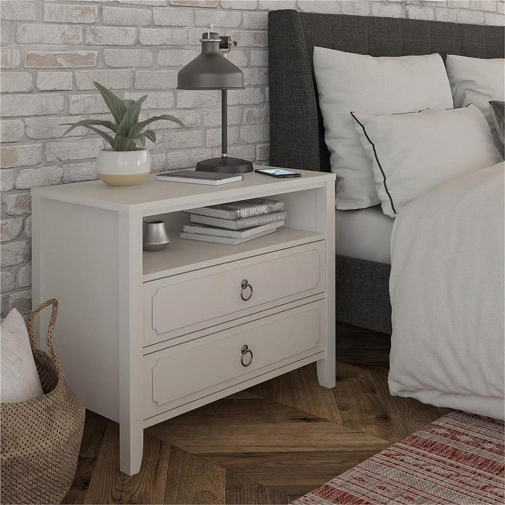 Novogratz Her Majesty 2 Drawer Nightstand in Soft White