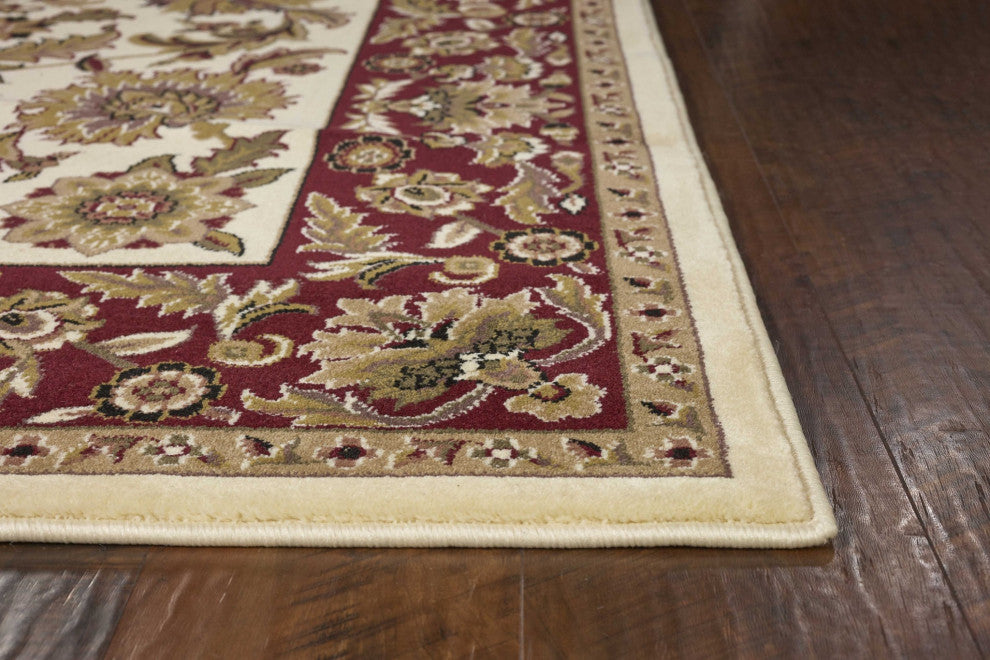 HomeRoots 7' x 10' Polypropylene Ivory or Red Area Rug