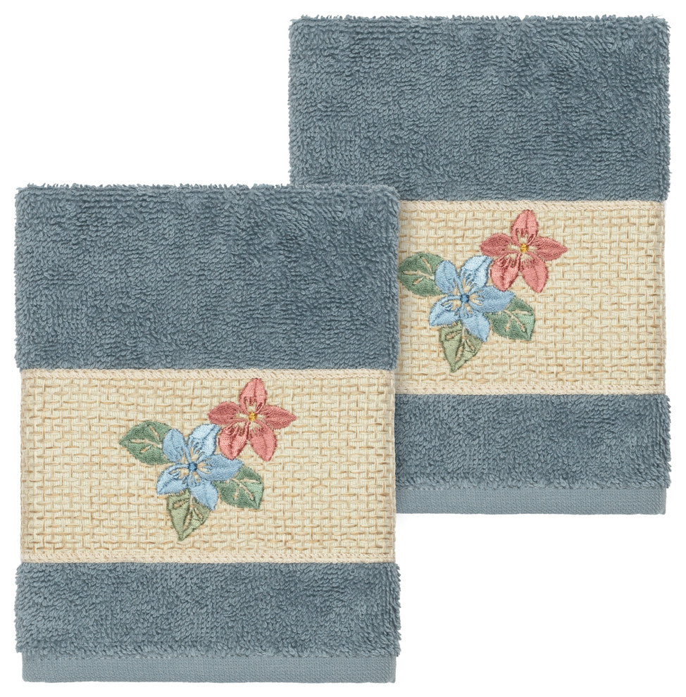 Caroline 2 Piece Embellished Washcloth Set