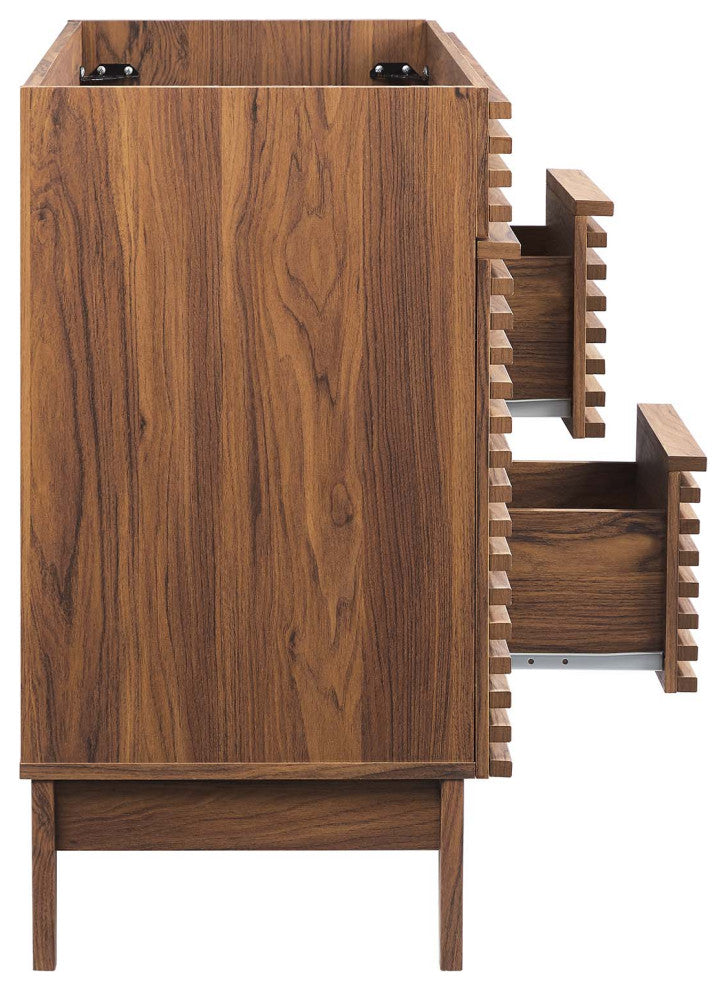 Render 48" Double Bathroom Vanity Cabinet, Walnut
