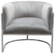 Pandora Accent Chair With Stainless Steel Frame, Gray Velvet