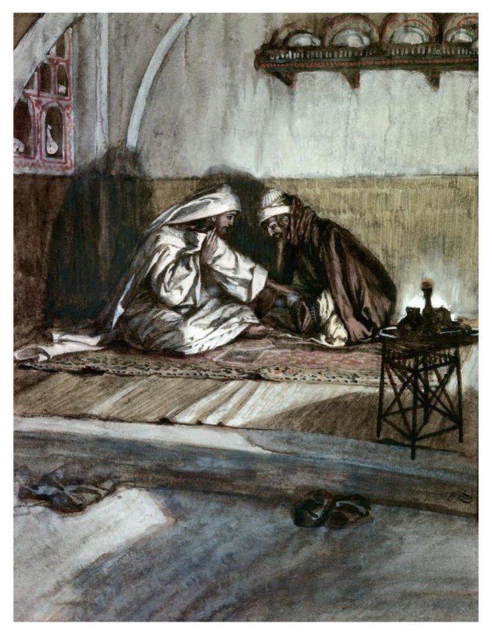 "Interview Between Jesus & Nicodemus" Paper Print by James Tissot, 14"x18"