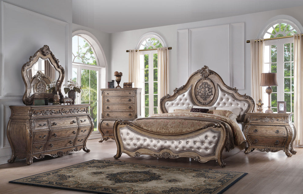 ACME Ragenardus Bed, PU and Vintage Oak, California King