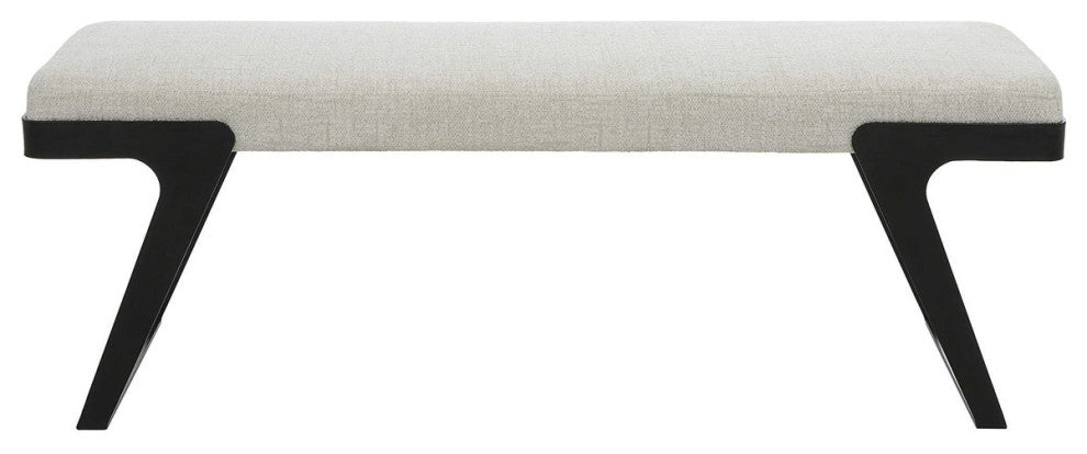 Hover Bench is streamlined With an aged black curved iron base