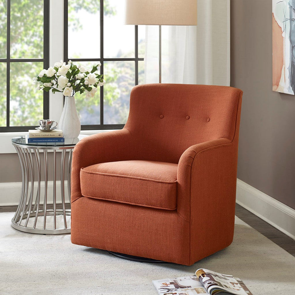 Madison Park Adele Mid Back Round Arm Motion Chair, Spice Orange