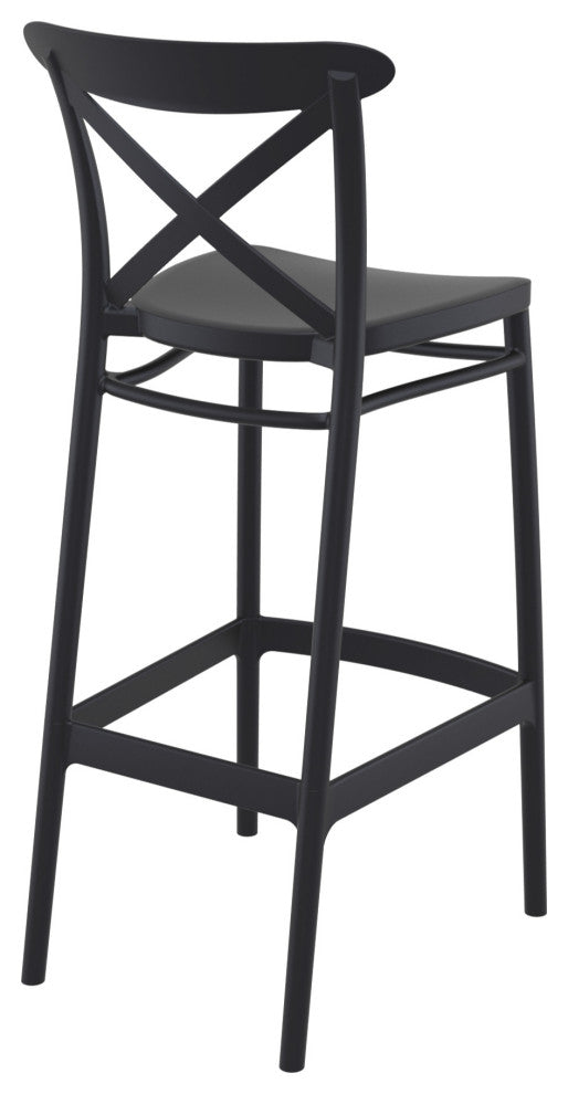 Cross Bar Stool, Set of 2, Black