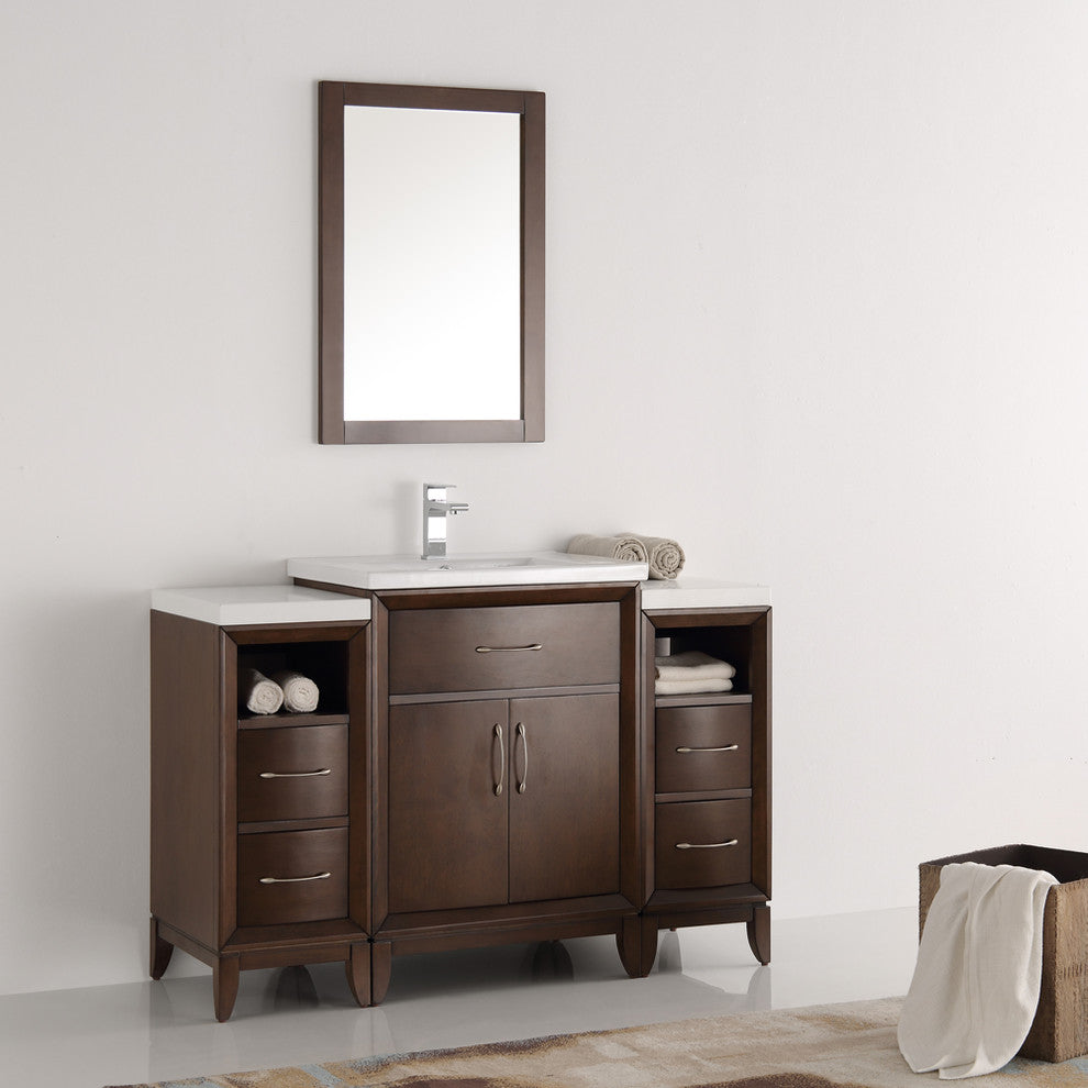 Cambridge 48" Antique Coffee Traditional Bathroom Vanity With Mirror, FFT1030CH