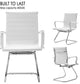 Reception Chairs No Wheels Leather Conference Chair (Set of 2), White