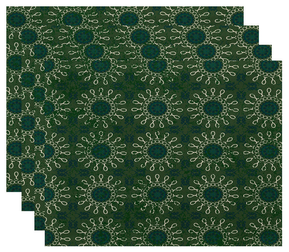 Sun Tile Geometric Print Placemat, Set of 4, Green