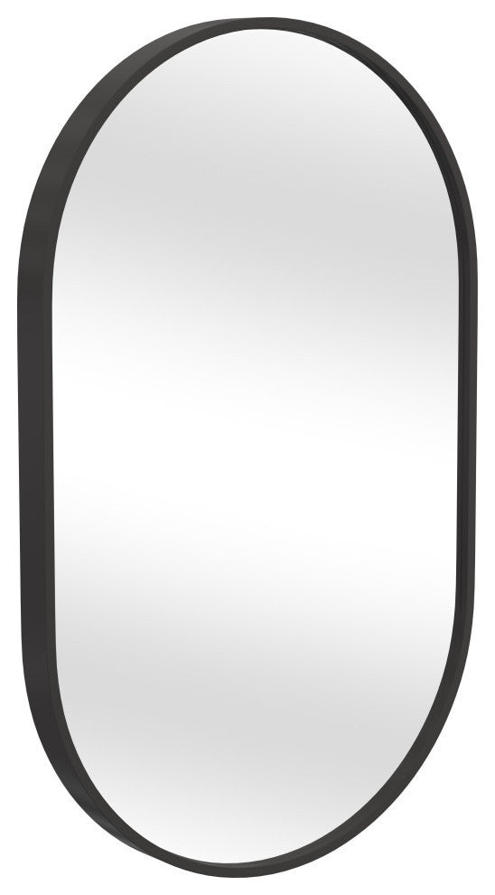 Oval Wall Mirror - Matte Black