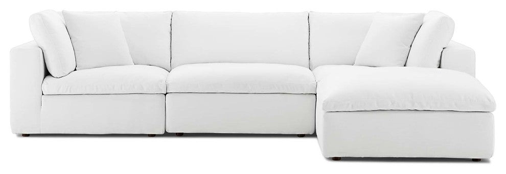 Commix Down Filled Overstuffed 4 Piece Sectional Sofa Set, White