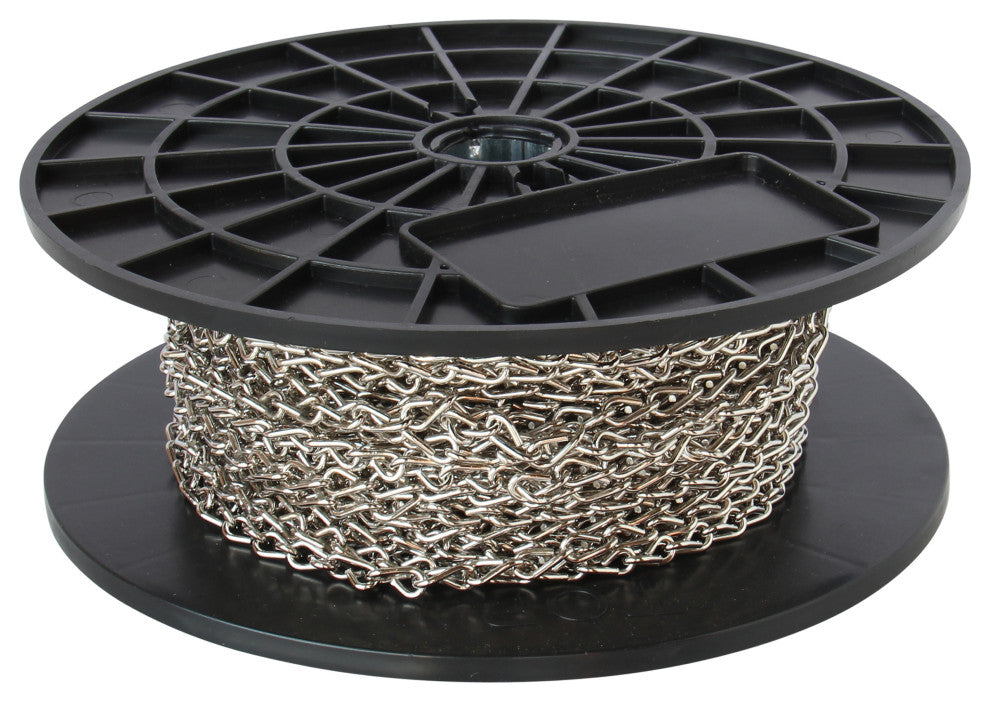 Steel Double Jack Basket Chain, 164 Reel, Polished Nickel, U13