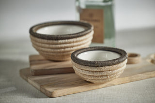 Matera 5.25"Coiled Abaca Condiment Bowls, Taupe, Set of 6