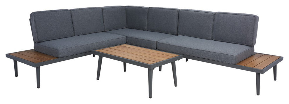 Safavieh Outdoor Guthrie Corner Living Set Natural/Grey