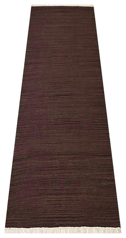 HAND WOVEN FLAT WEAVE KILIM WOOL ECO-FRIENDLY AREA RUGS,Brown, Solid Design