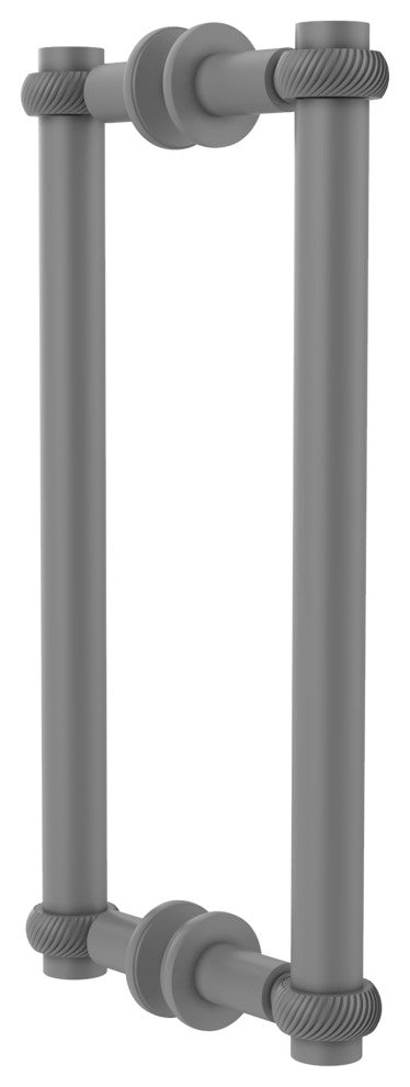 Contemporary 12" Twisted Accent Back to Back Shower Door Pull, Matte Gray