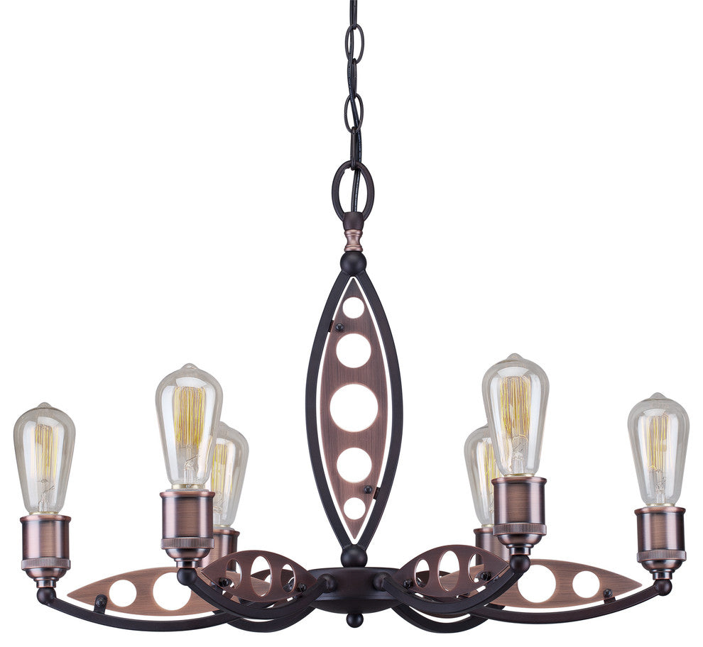 6 Light Chandelier, Antique Bronze