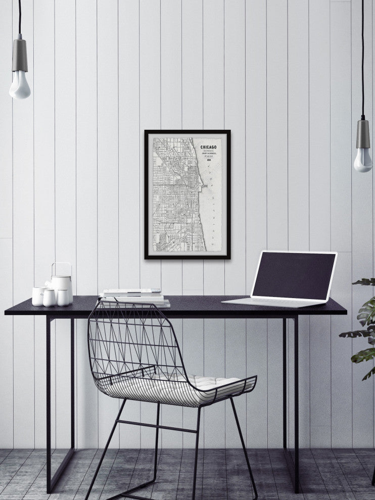"Map of Chicago IV" Framed Painting Print, 24x36