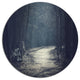 Dark Forest With Empty Road, Modern Forest Round Wall Art, 11"