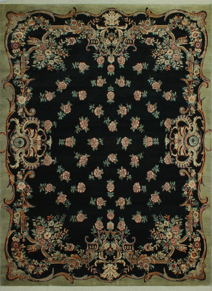 Pak-Persian Abusan Black Rug, 7'11x10'4