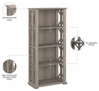 Homestead 4 Shelf Farmhouse Bookcase in Driftwood Gray - Engineered Wood