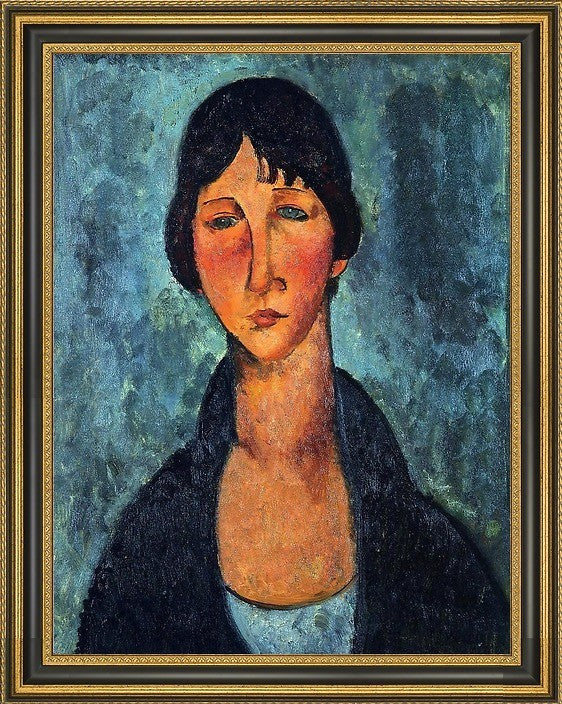 Amedeo Modigliani The Blue Blouse - 21" x 28" Framed Premium Canvas Print