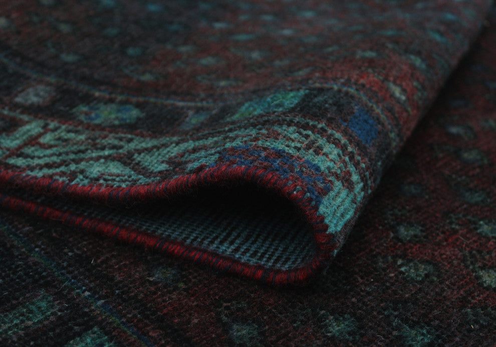 Vintage Overdyed Walker Gray/Burgundy Runner, 2'9x9'4