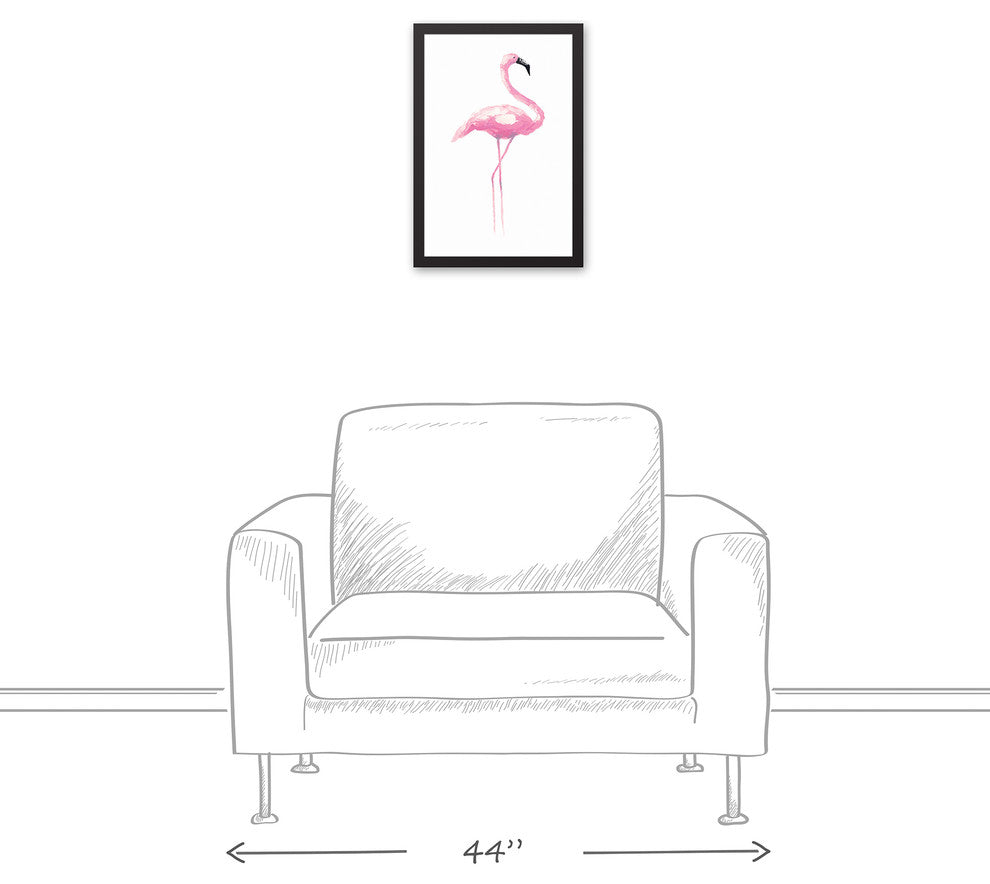 Painted Pink Flamingo 12x18 Black Framed Canvas